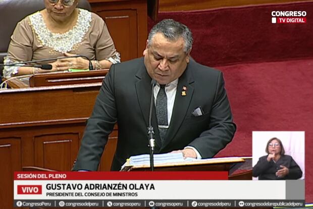 Gustavo Adrianzén se presenta ante el Pleno del Congreso. Foto: Captura Congreso TV.